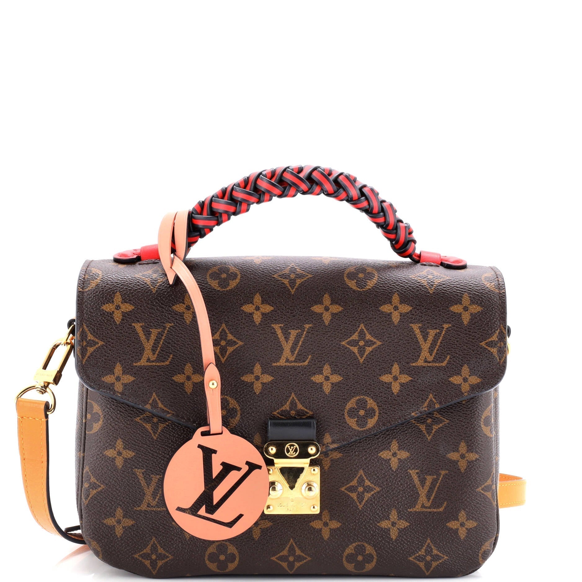 Louis Vuitton Braided Handle Pochette Metis Handbag Canvas Monogram Travel Bag