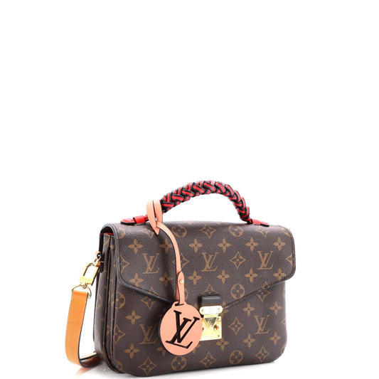 Louis Vuitton Braided Handle Pochette Metis Handbag Canvas Monogram Travel Bag