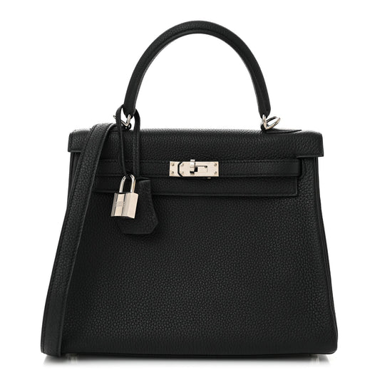 Hermes Togo Kelly Retourne Handbag Black Travel Bag 25 Black 1702449