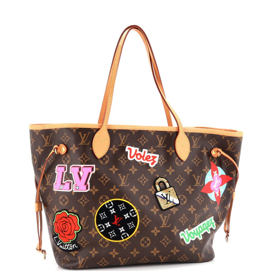 Louis Vuitton Neverfull Nm Tote Limited Edition Patches Mm Canvas Monogram Tote Bag