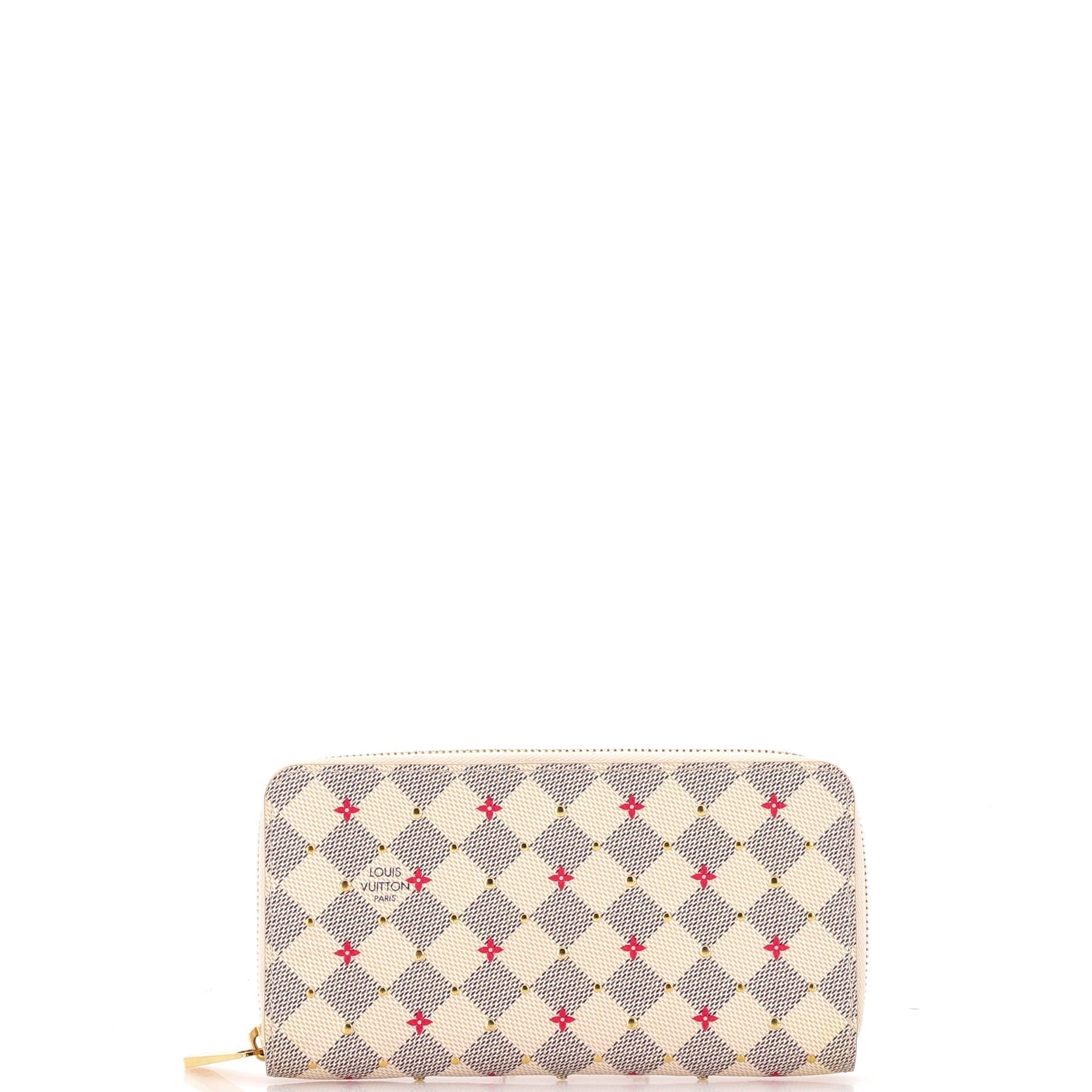 Louis Vuitton Zippy Wallet Flower Printed Studded Damier Handbag Travel Bag