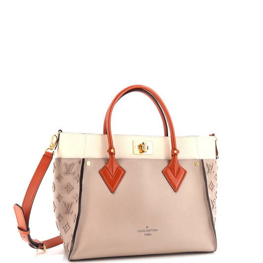 Louis Vuitton On My Side Tote Tuffetage Mm Leather Monogram Tote Bag