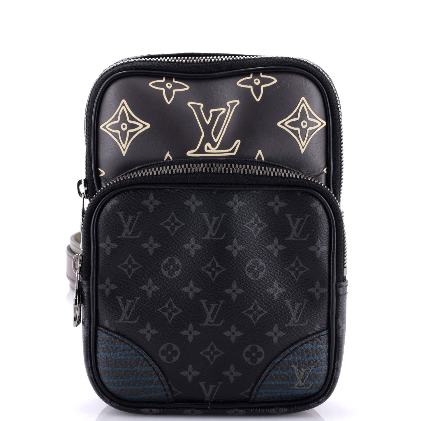 Louis Vuitton Amazone Sling Bag Patchwork Eclipse And Printed Leather Canvas Crossbody Bag