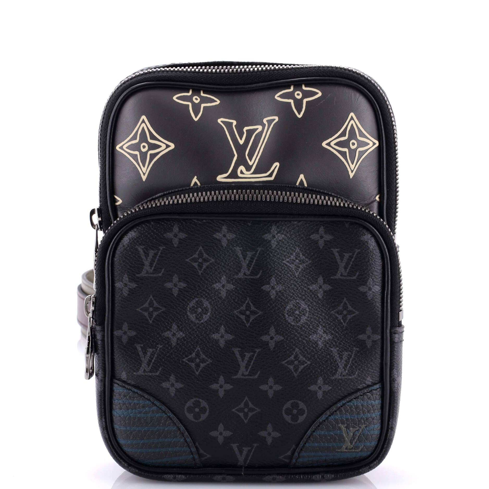 Louis Vuitton Amazone Sling Bag Patchwork Eclipse And Printed Leather Canvas Crossbody Bag