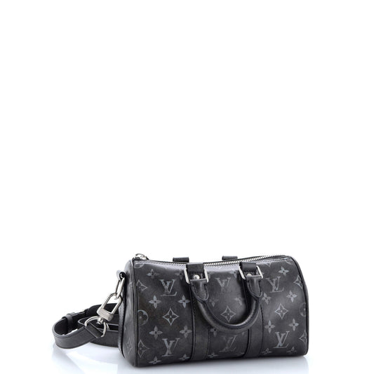 Louis Vuitton Keepall Bandouliere Bag Brushed Leather Monogram Travel Bag