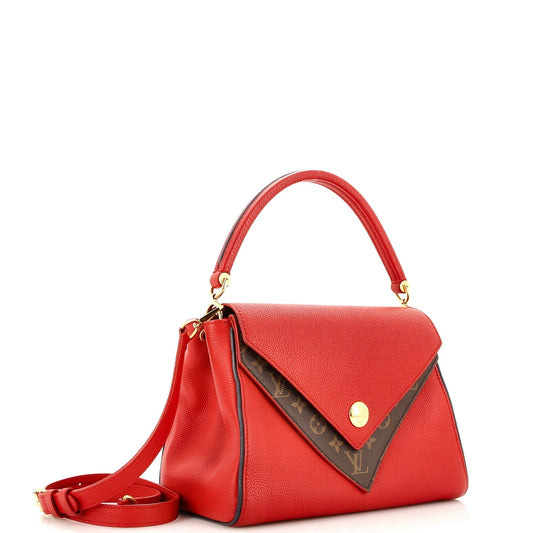 Louis Vuitton Double Handbag Calfskin With Canvas Monogram Travel Bag Canvas 3053865