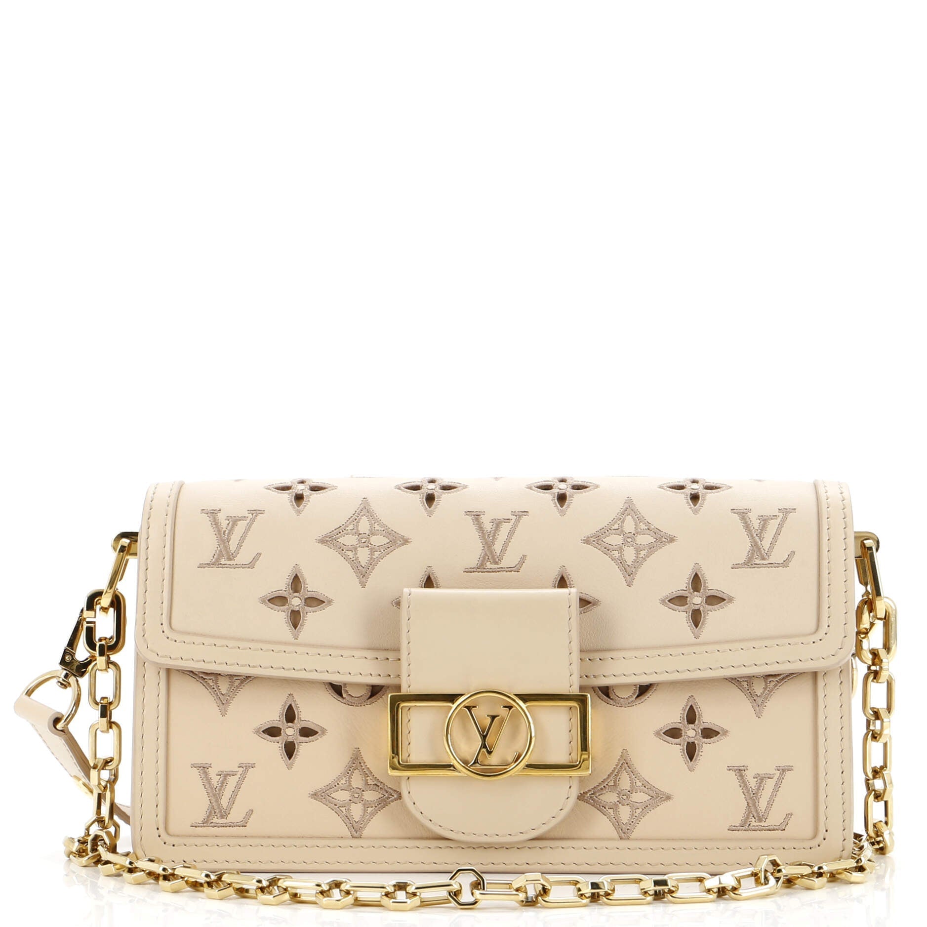 Louis Vuitton Dauphine Shoulder Bag Cutout Broderie East West Leather Monogram