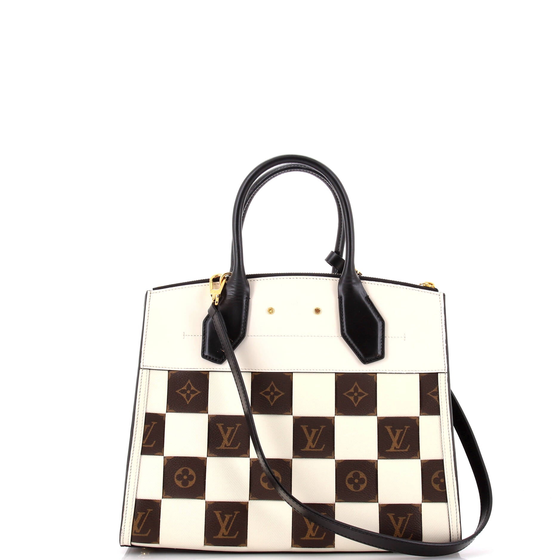 Louis Vuitton City Steamer Handbag Damier Tressage And Mm Leather Canvas Tote Bag