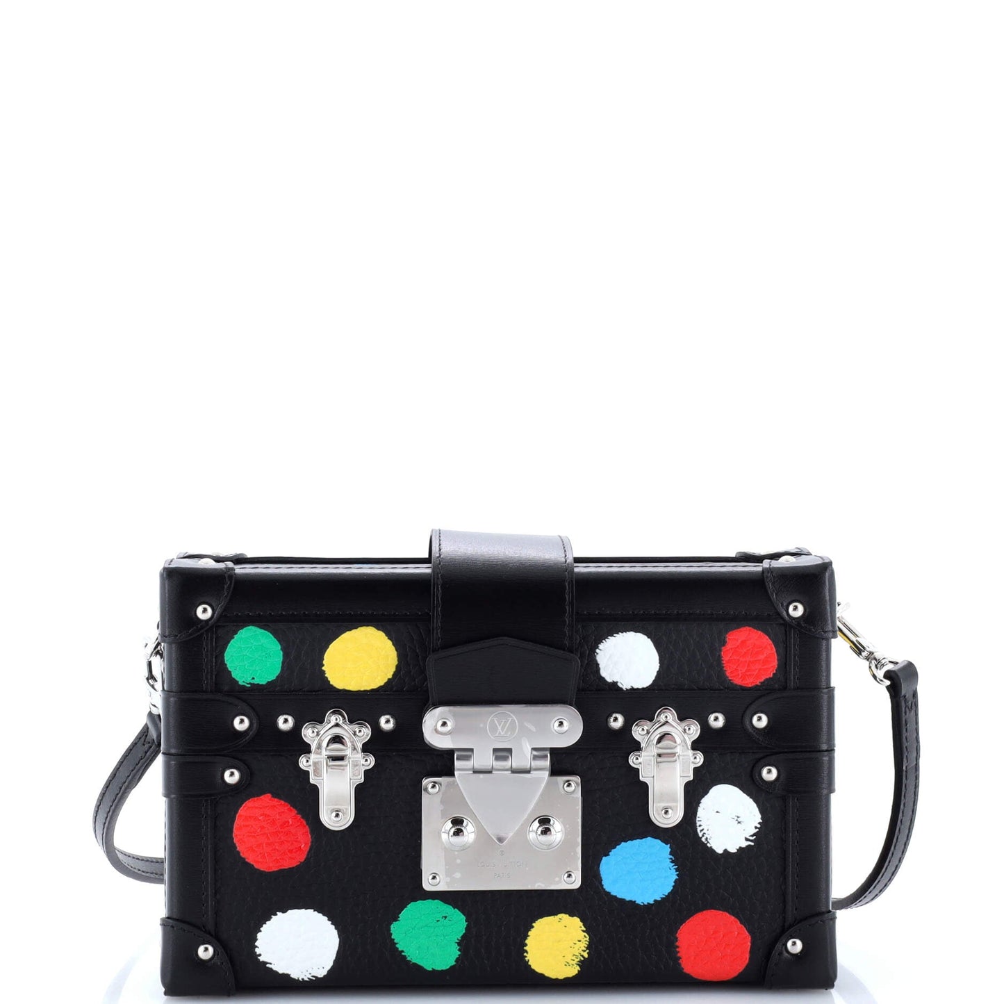 Louis Vuitton Petite Malle Handbag Yayoi Kusama Painted Dots Leather Shoulder Bag