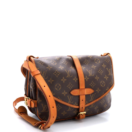 Louis Vuitton Saumur Handbag Canvas Monogram Travel Bag Canvas 303062241