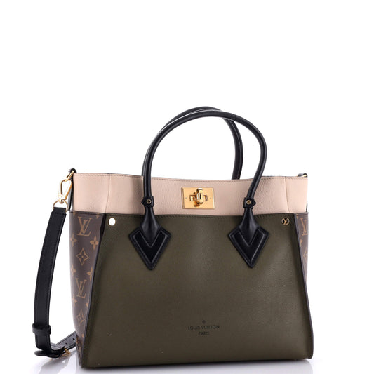 Louis Vuitton On My Side Tote With Mm Leather Canvas Tote Bag