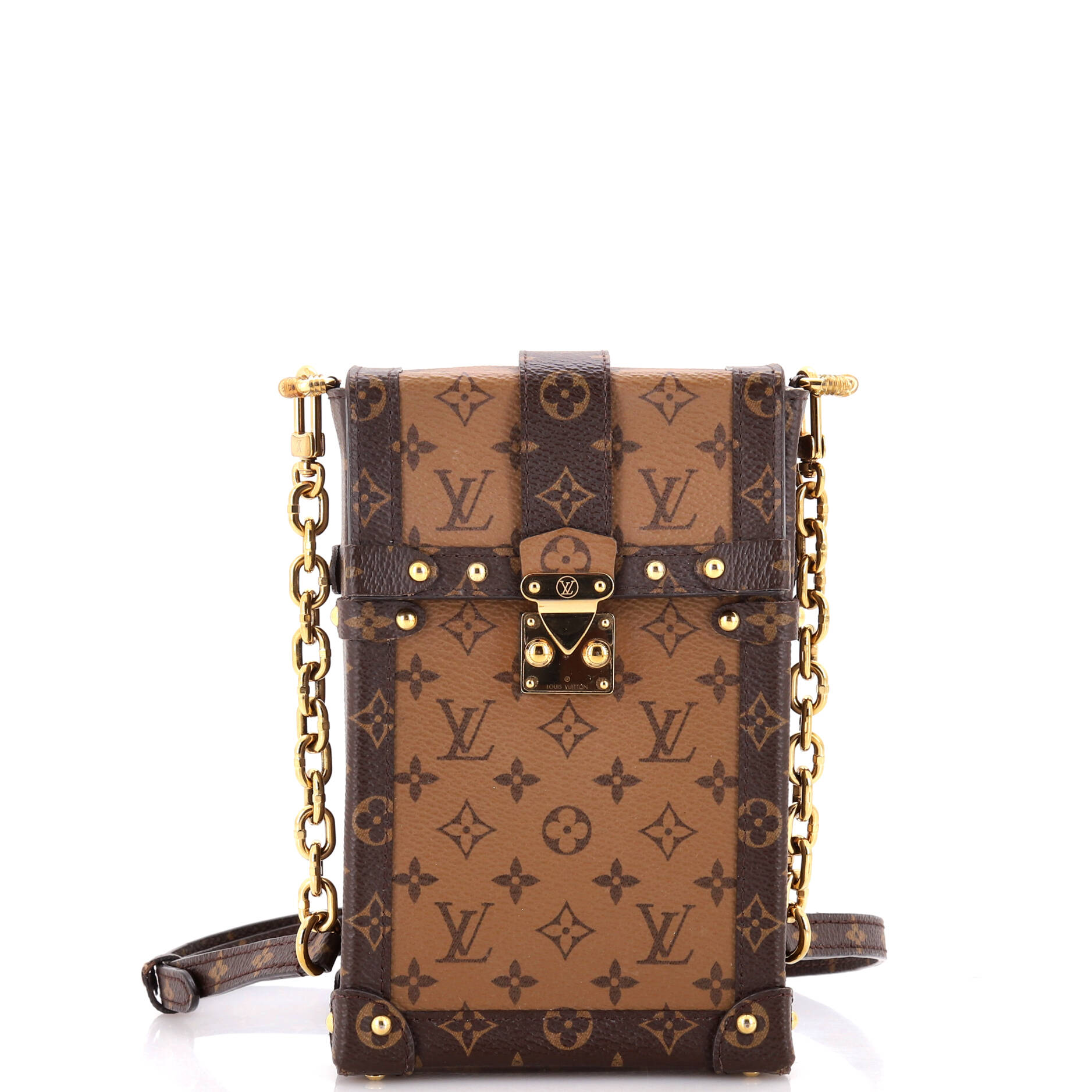 Louis Vuitton Vertical Trunk Pochette Reverse Shoulder Bag Canvas Monogram Canvas 3063752