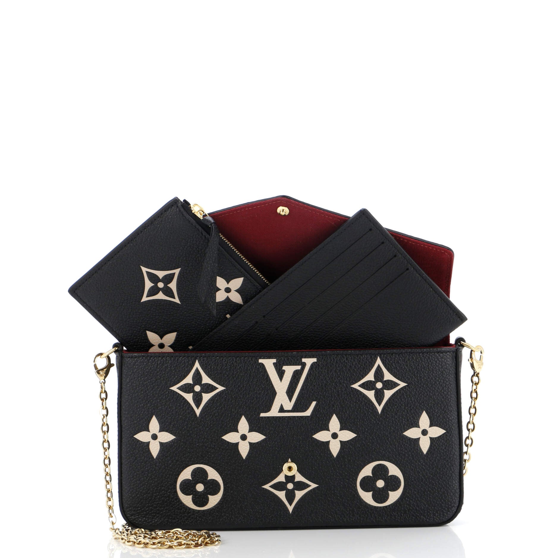 Louis Vuitton Felicie Pochette Bicolor Empreinte Giant Handbag Monogram Travel Bag