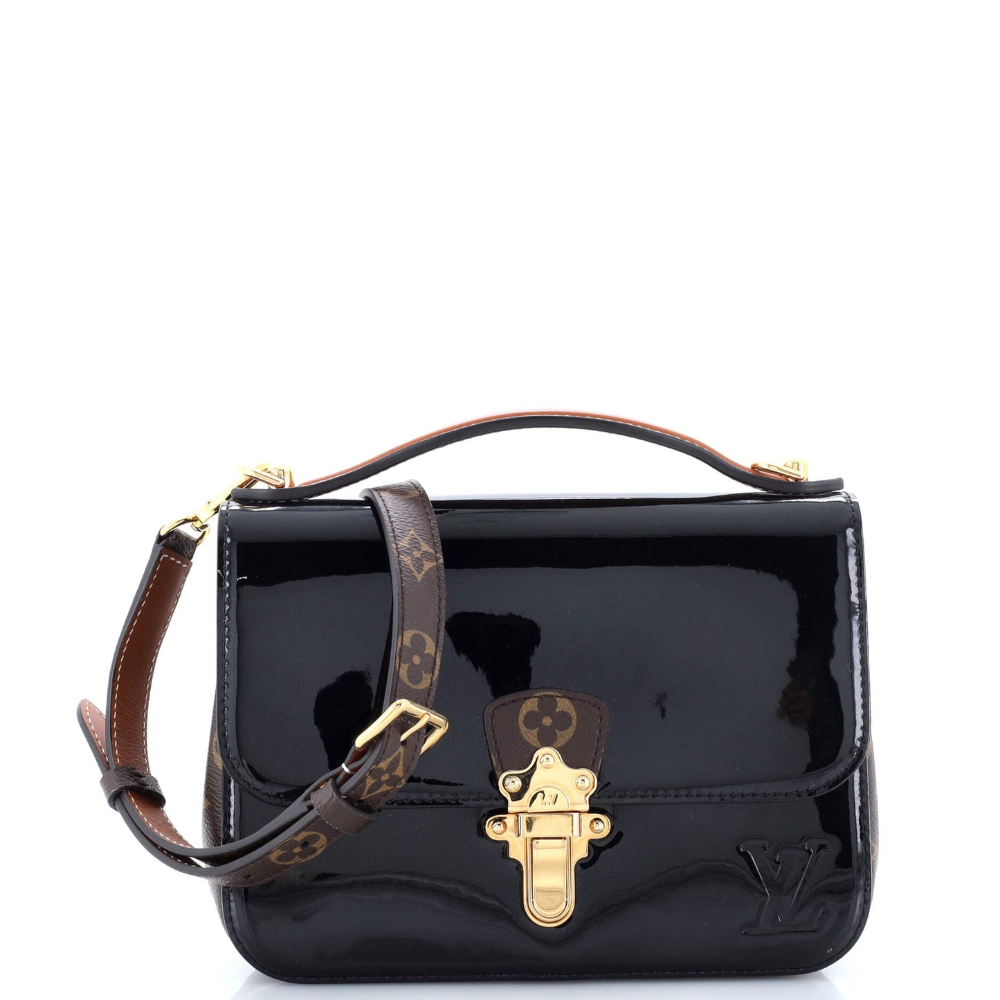Louis Vuitton Cherrywood Handbag Vernis With Bb Canvas Monogram Shoulder Bag