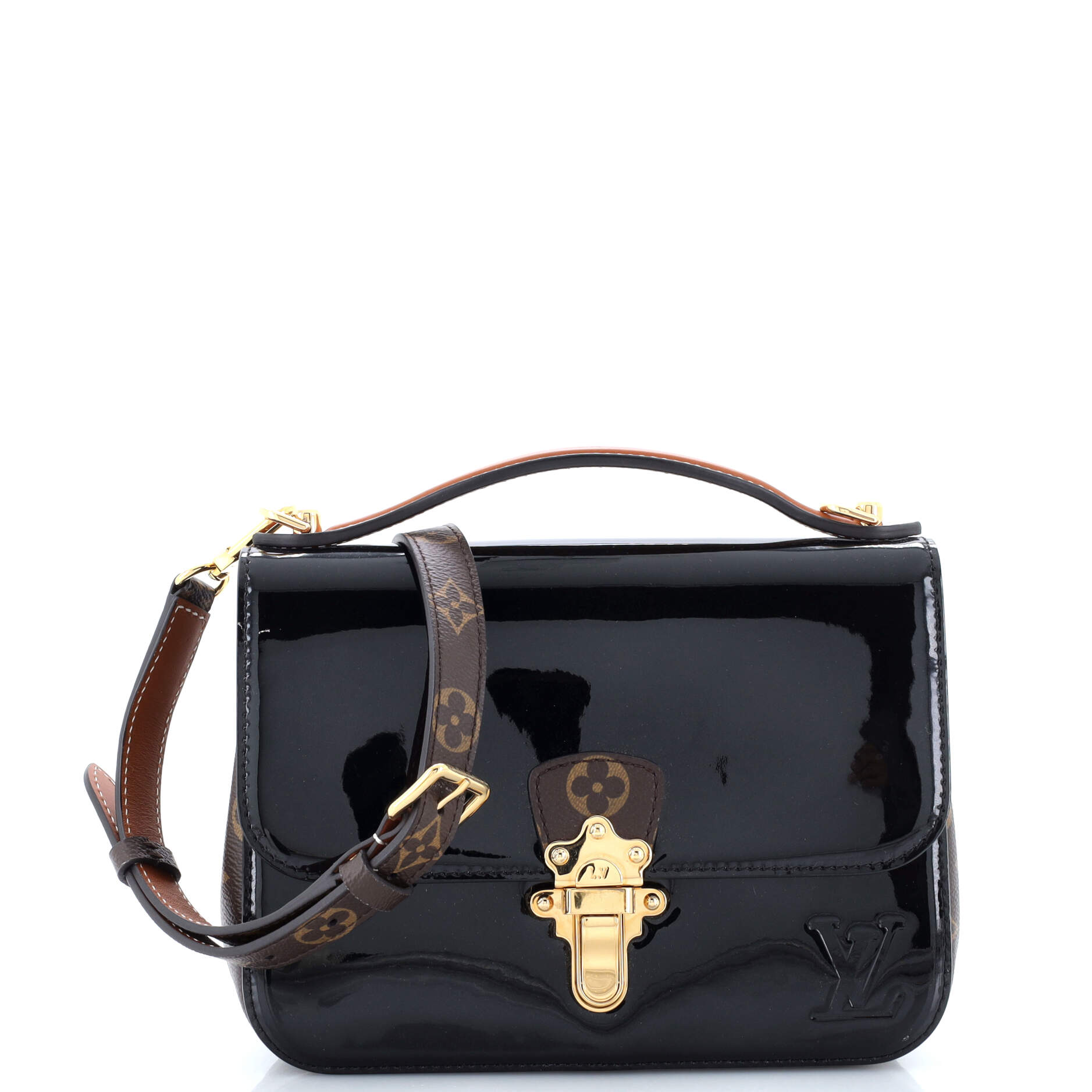 Louis Vuitton Cherrywood Handbag Vernis With Bb Canvas Monogram Shoulder Bag