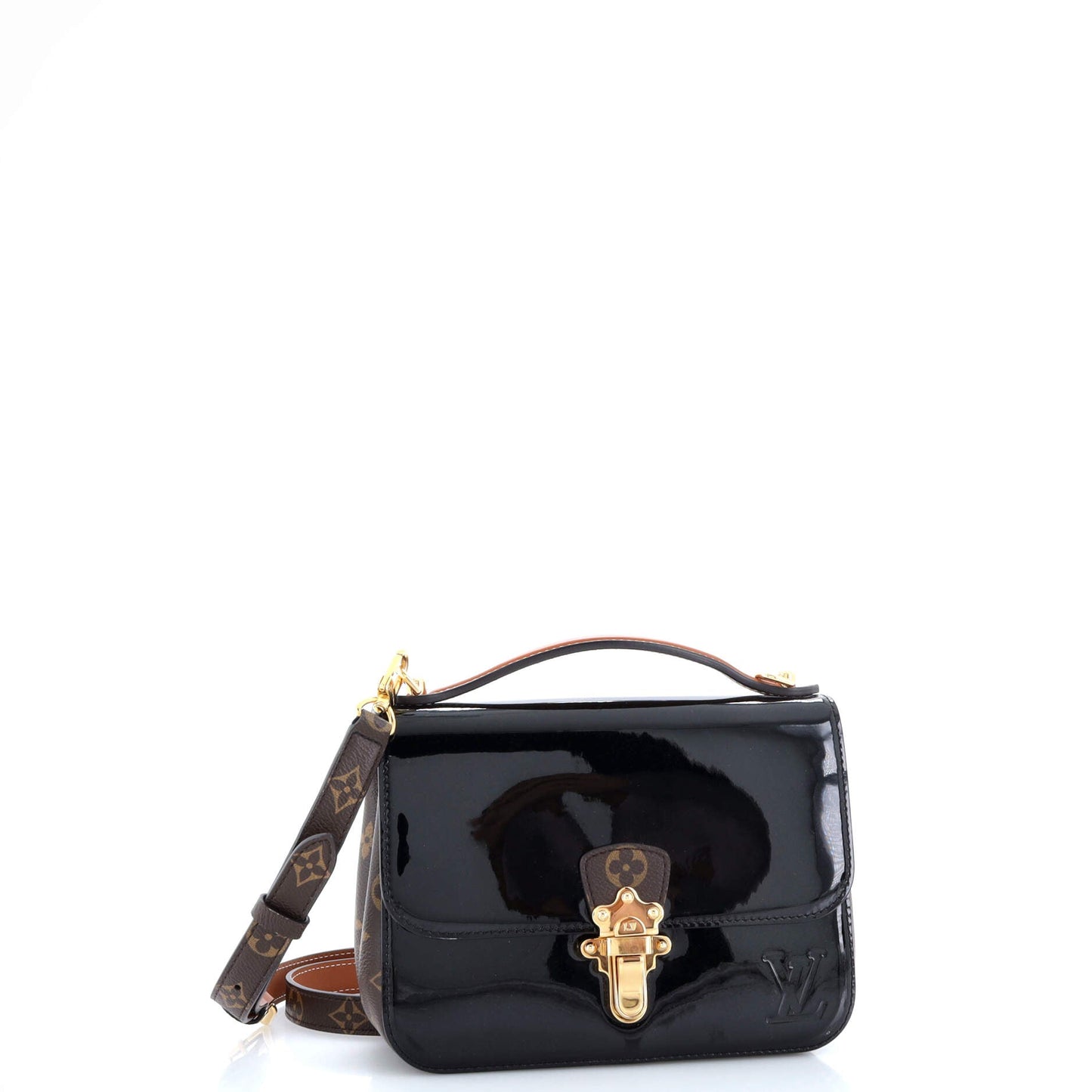 Louis Vuitton Cherrywood Handbag Vernis With Bb Canvas Monogram Shoulder Bag