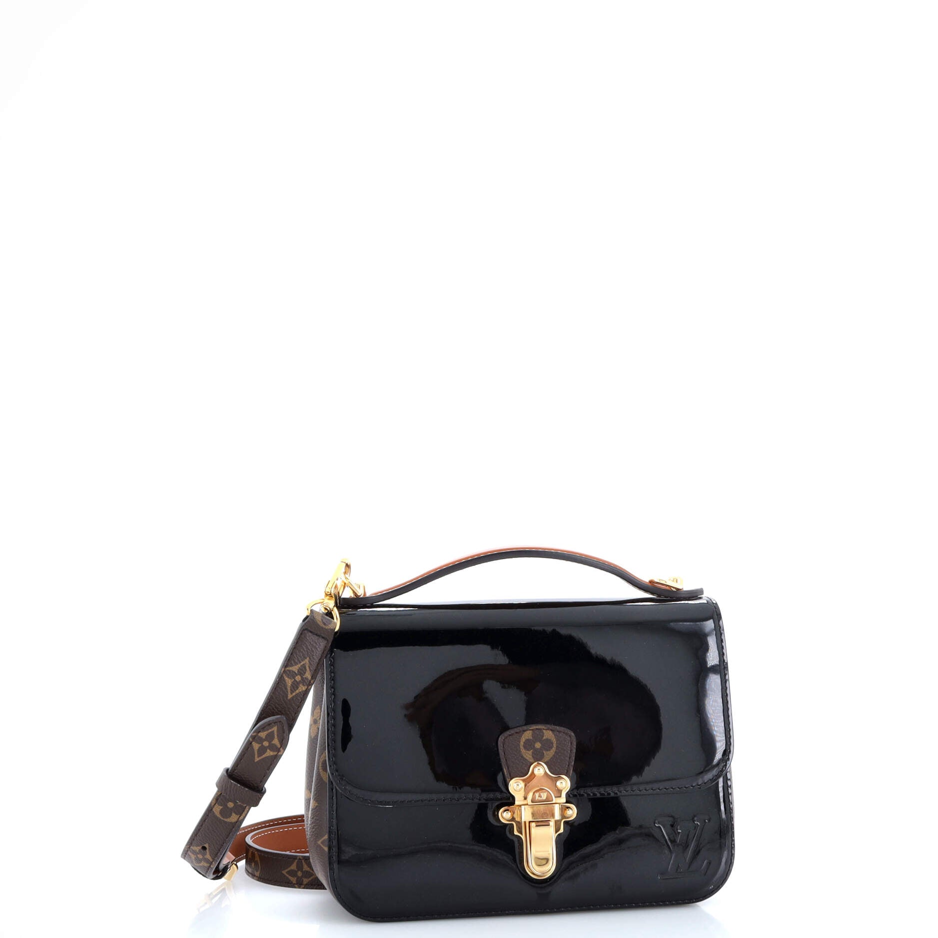 Louis Vuitton Cherrywood Handbag Vernis With Bb Canvas Monogram Shoulder Bag