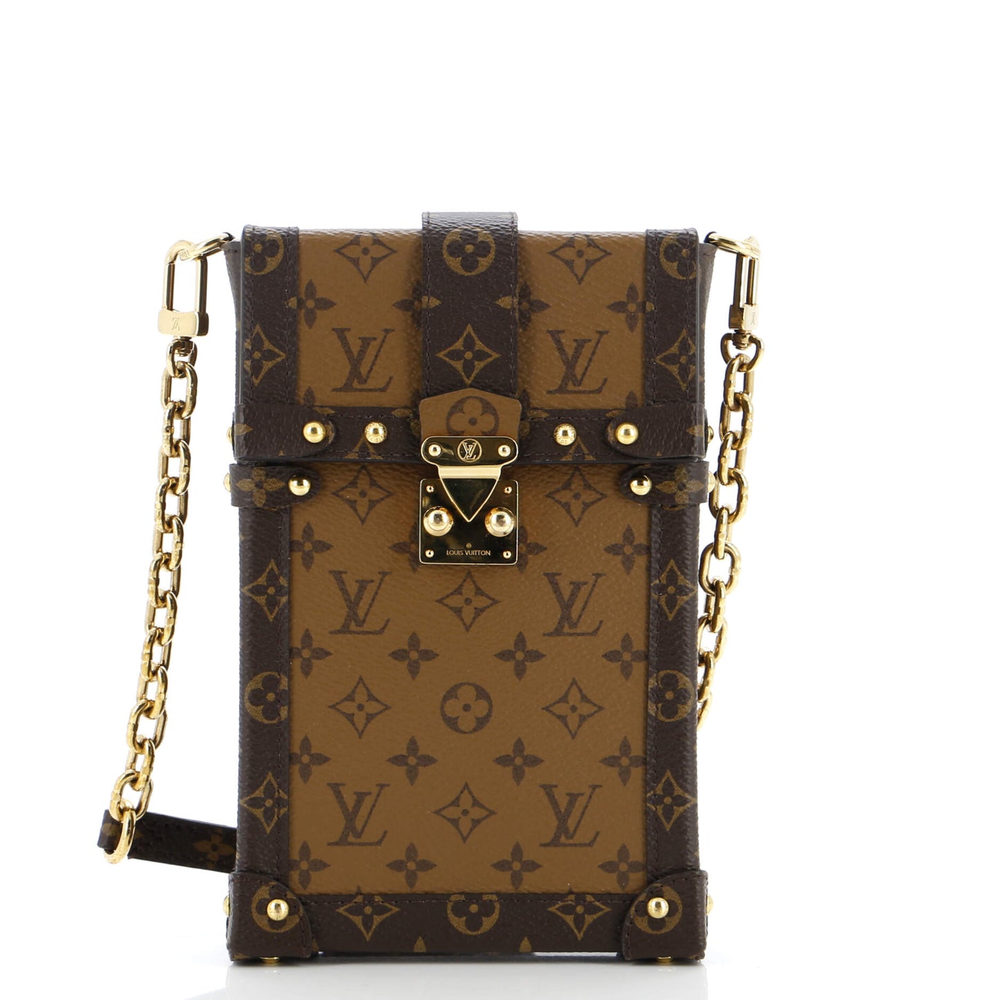 Louis Vuitton Vertical Trunk Pochette Reverse Shoulder Bag Canvas Monogram
