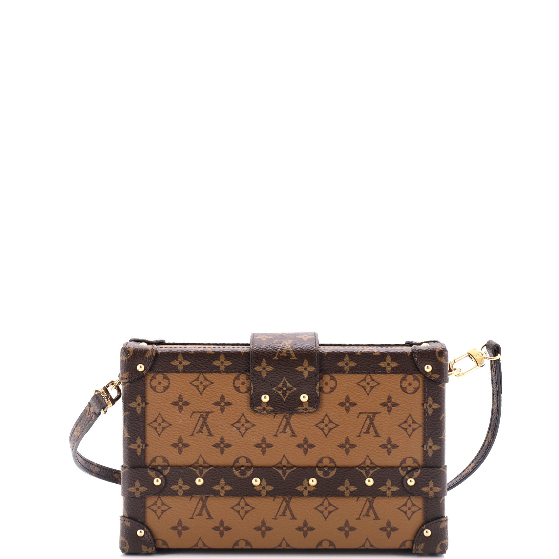 Louis Vuitton Petite Malle Handbag Reverse Canvas Monogram Clutch Bag Canvas 3067656