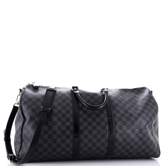 Louis Vuitton Keepall Bandouliere Bag Damier Graphite Travel Bag
