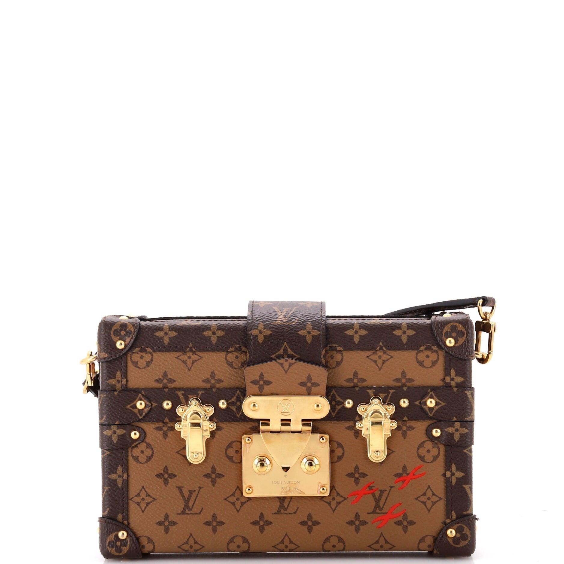 Louis Vuitton Petite Malle Handbag Reverse Canvas Monogram Clutch Bag Canvas 3071121