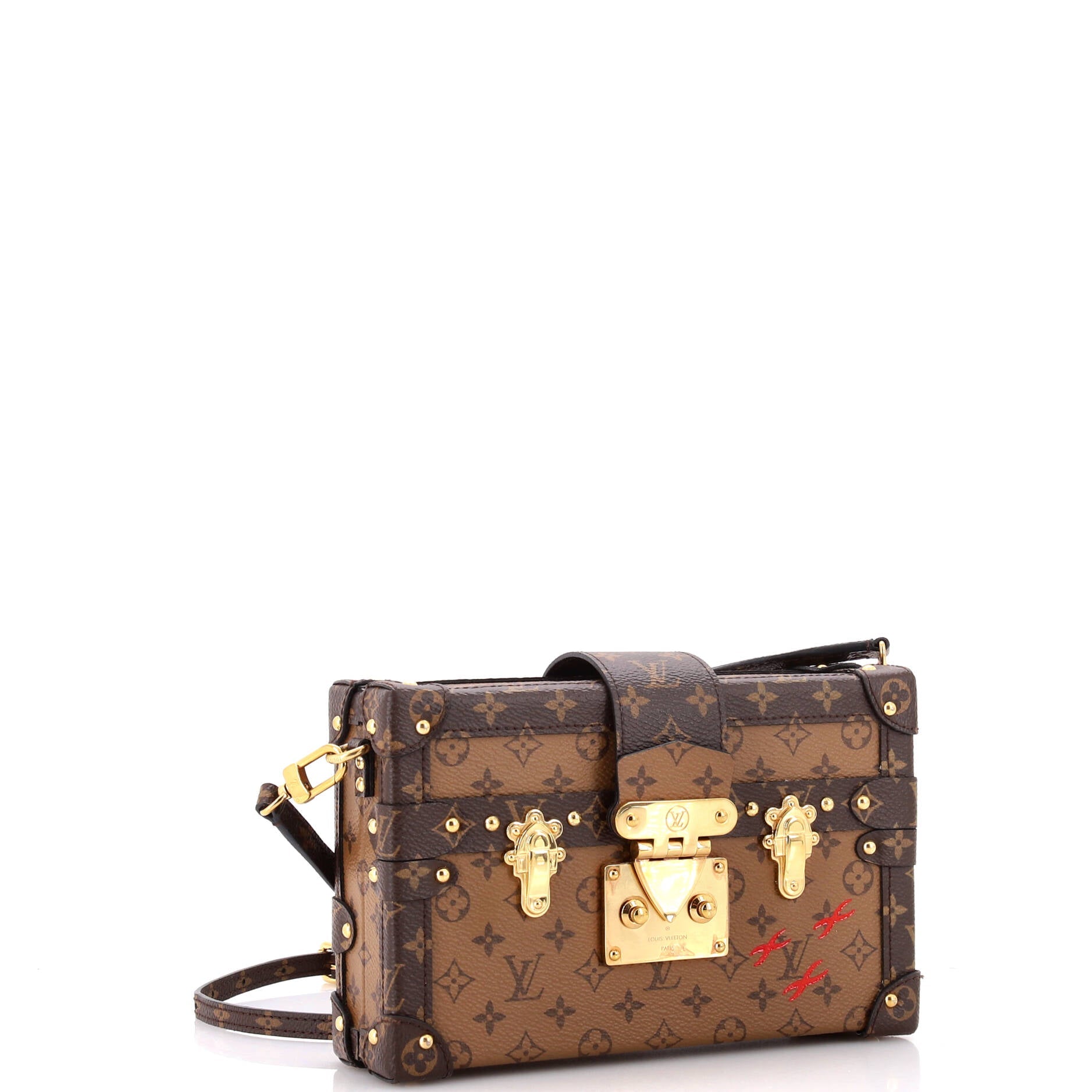 Louis Vuitton Petite Malle Handbag Reverse Canvas Monogram Clutch Bag Canvas 3071121
