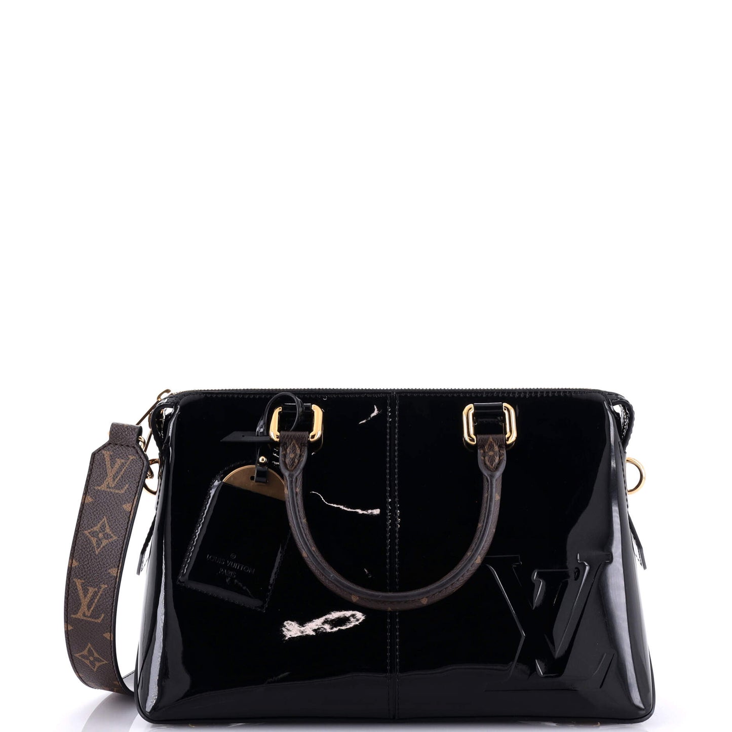 Louis Vuitton Miroir Handbag Vernis With Canvas Monogram Tote Bag