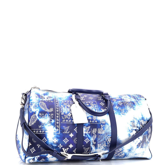 Louis Vuitton Keepall Bandouliere Bag Limited Edition Bandana Leather Monogram Travel Bag Leather 503078581