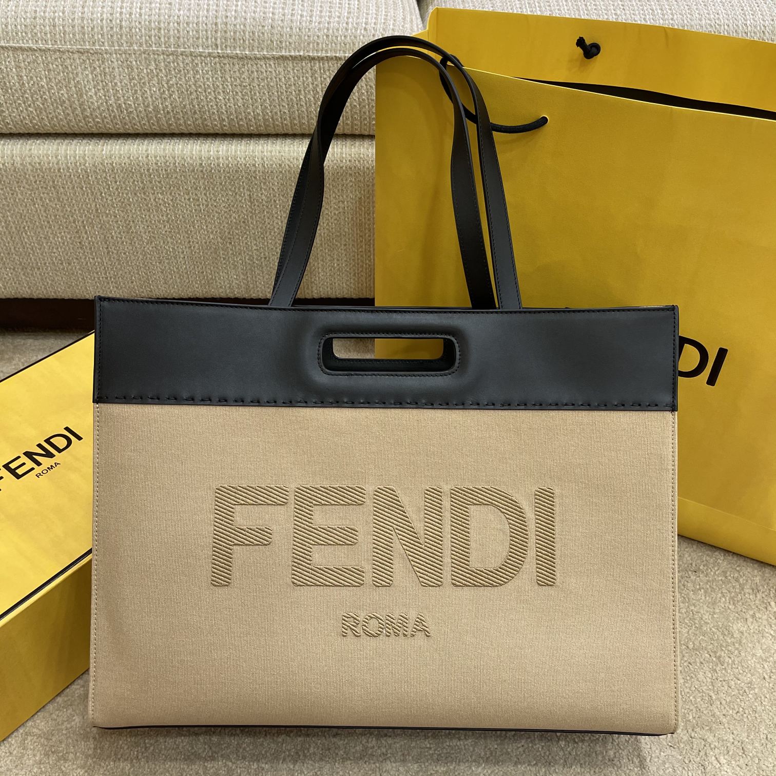 Fi Tote Bag For Women Handbags Ff Canvas Black