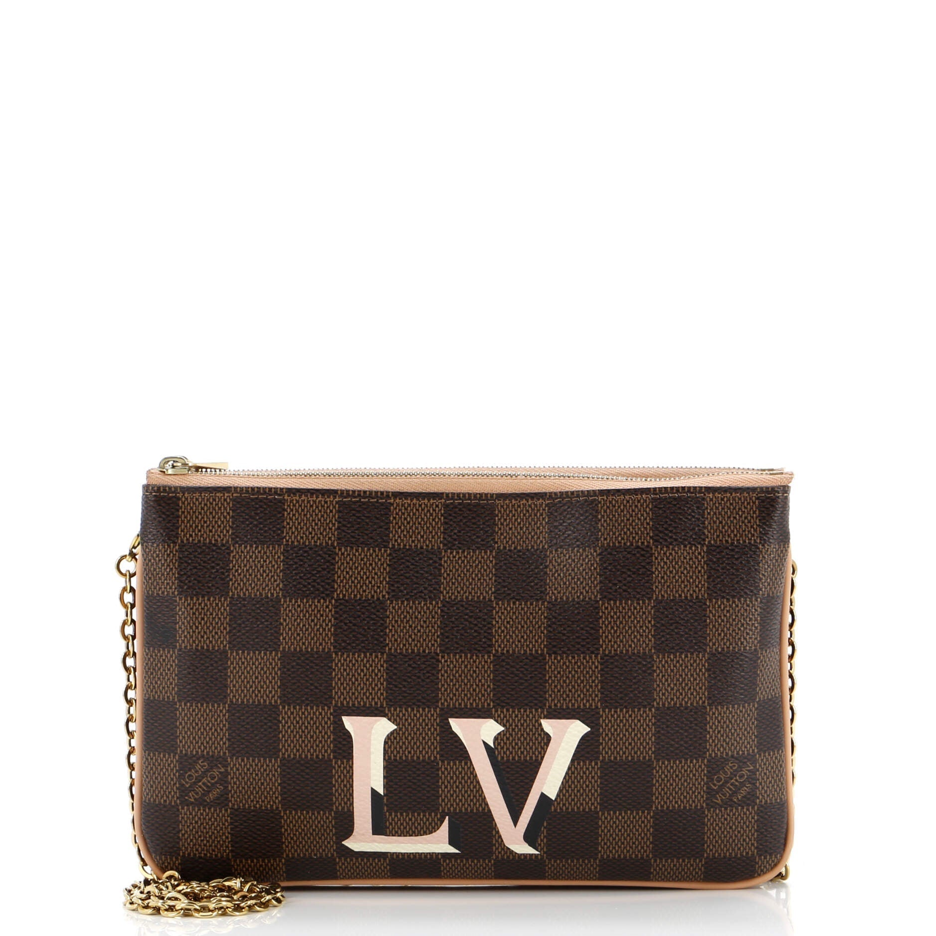 Louis Vuitton Double Zip Pochette Damier Clutch Bag Damier 3086377
