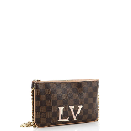 Louis Vuitton Double Zip Pochette Damier Clutch Bag Damier 3086377