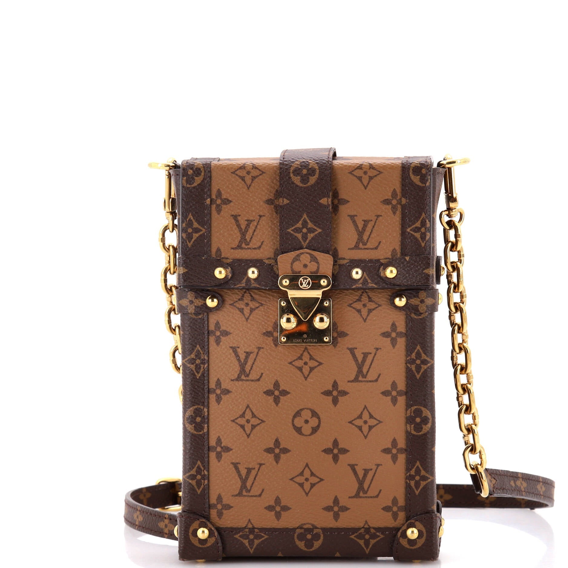 Louis Vuitton Vertical Trunk Pochette Reverse Shoulder Bag Canvas Monogram Canvas 3086512