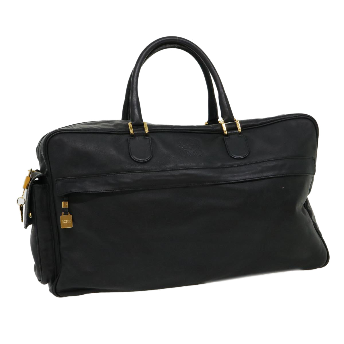 Luxury Boston Bag Leather Black Travel Bag
