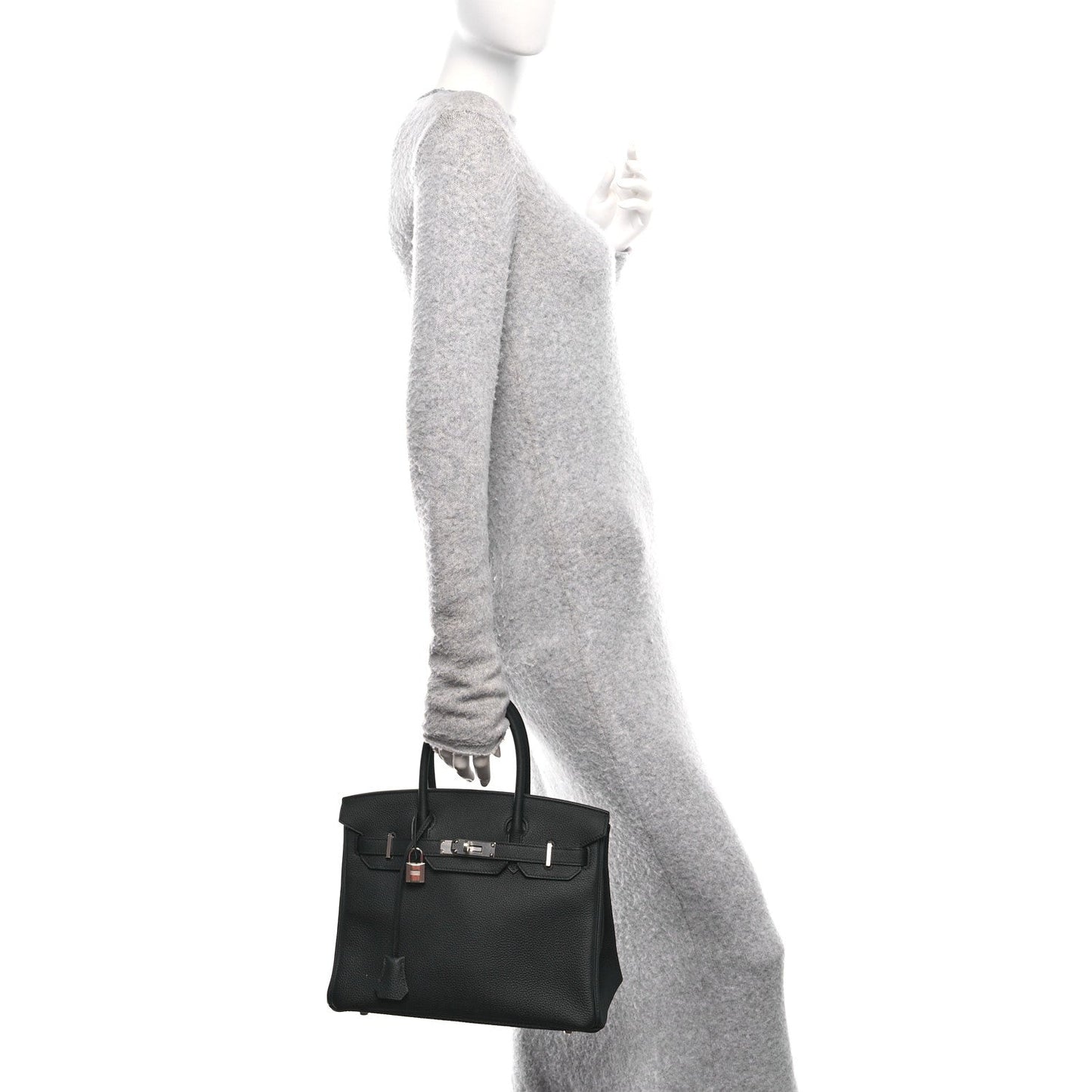 Hermes Togo Birkin Handbag Black Travel Bag 30 Black 1743304