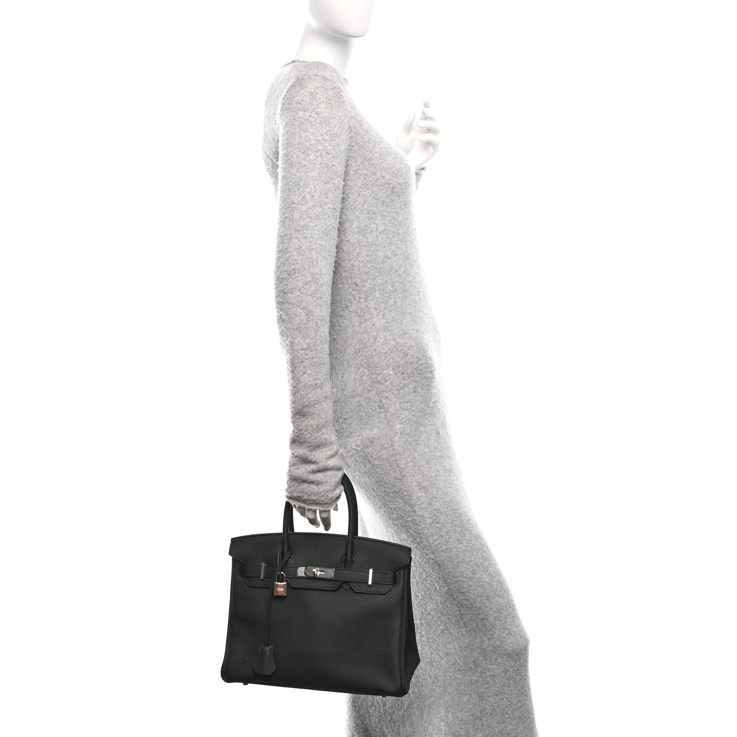 Hermes Togo Birkin Handbag Black Travel Bag 30 Black 1743304