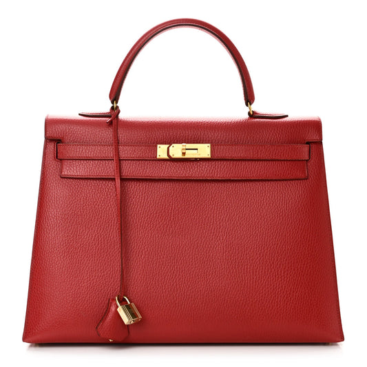 Hermes Ardennes Kelly Sellier Rouge Vif Handbag Travel Bag