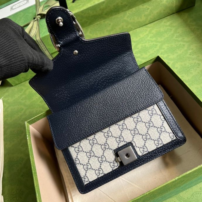 gg Dionysus gg Supreme 7.5in Canvas Beige Blue Mini Bag