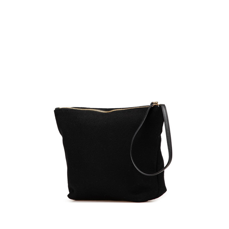 YSL Saint Laurent Rive Gauche Wool Clutch Bag Leather