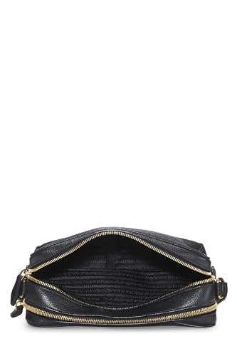 Prada Daino Double Camera Bag Vitello Black Zip Crossbody Bag
