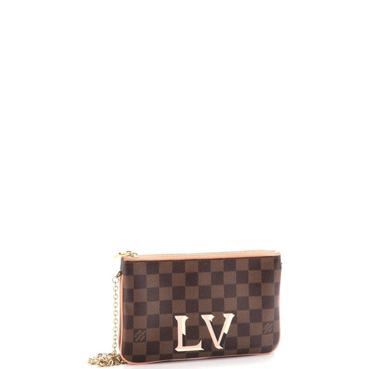 Louis Vuitton Double Zip Pochette Damier Clutch Bag