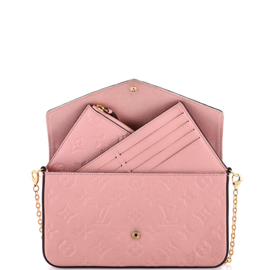 Louis Vuitton Felicie Pochette Empreinte Handbag Leather Monogram Travel Bag