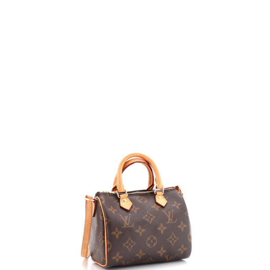 Louis Vuitton Speedy Bandouliere Bag Nano Canvas Monogram Travel Bag