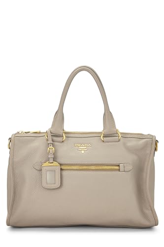 Prada Daino Convertible Tote Grey Vitello Beige Gray Tote Bag