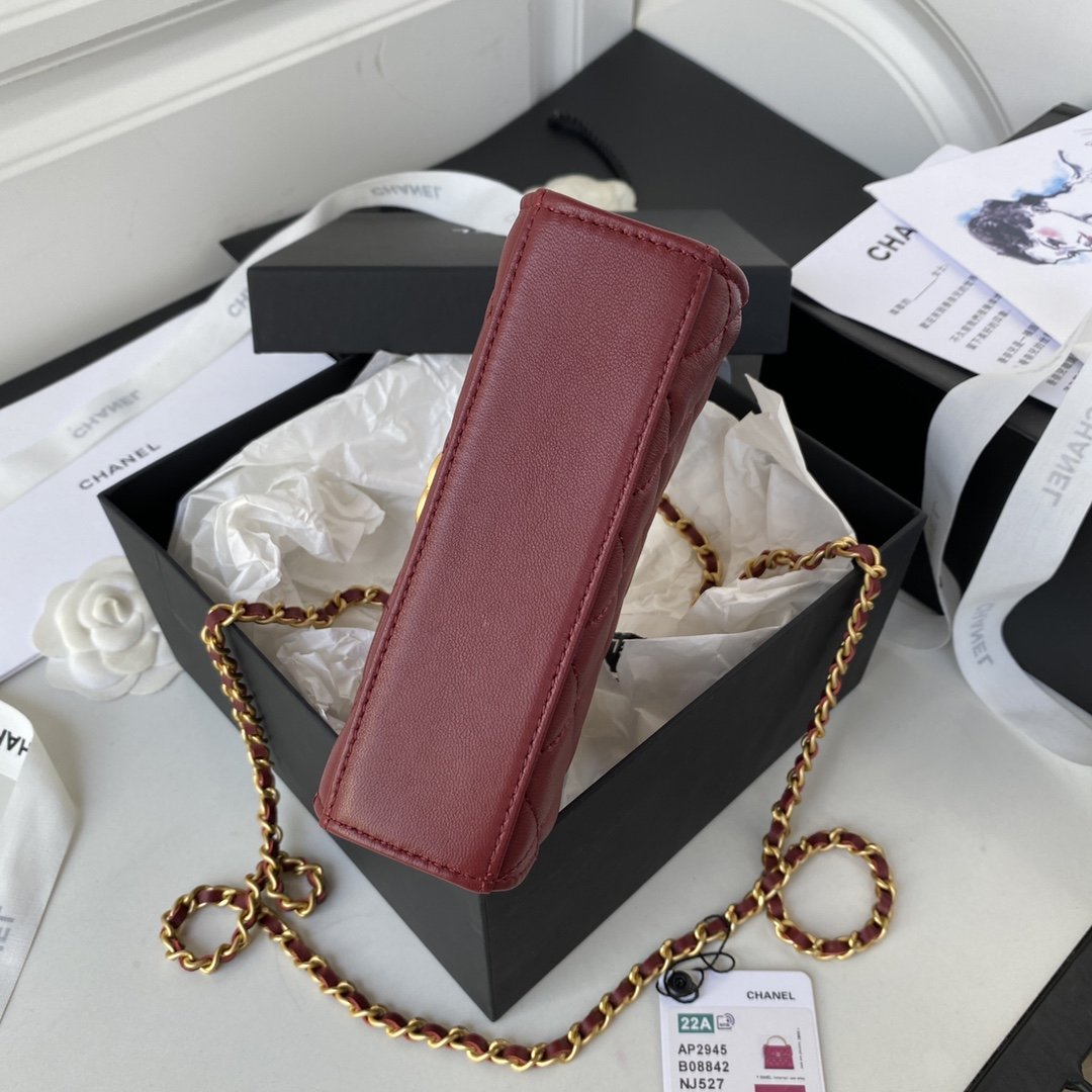 Chanel Clutch With Hardware For Women Handbags Shoulder Red Gold Shoulder Bag