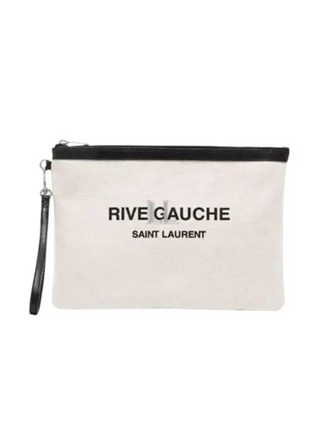 YSL Saint Laurent Saint Laurent Trending Rive Gauche Zipper Strap Canvas White Clutch Bag