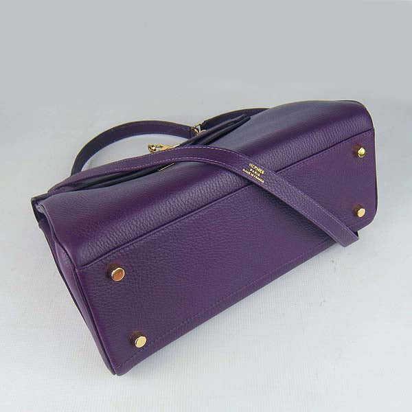 Hermes Luxury Kelly Cm Togo Handbag Purple Golde Leather Travel Bag