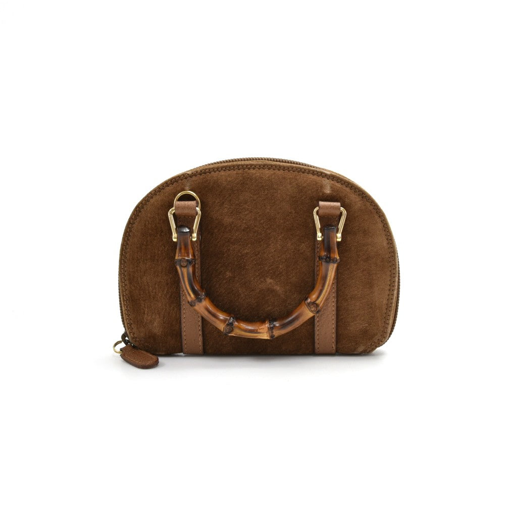 Gucci Bamboo Handle Bag Suede Mini Travel Bag