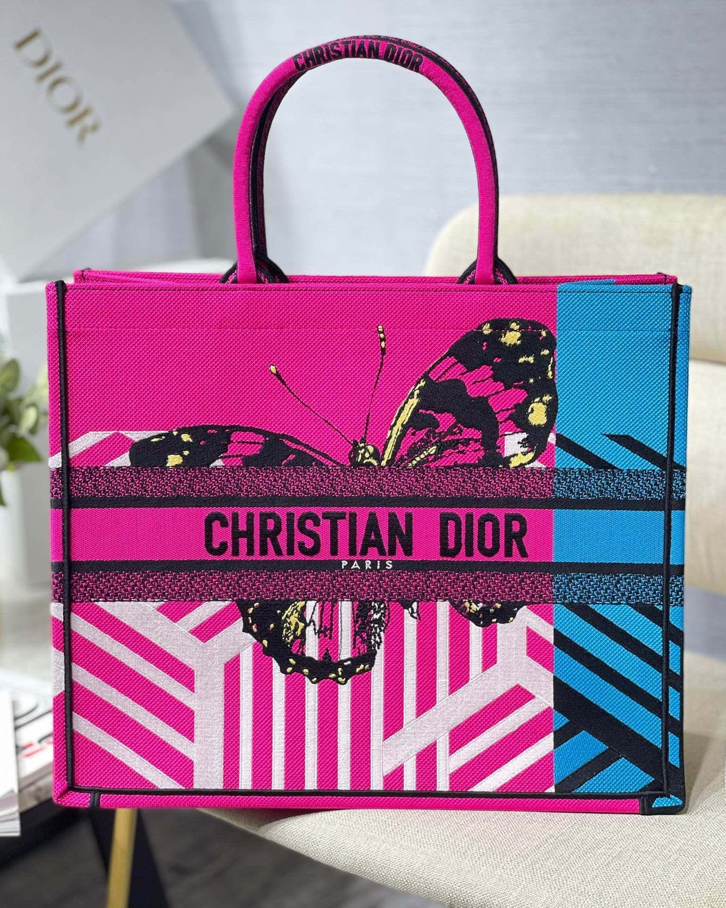 Book Cd Blue Pink Large Book Tote Bag 165In42Cm Cd