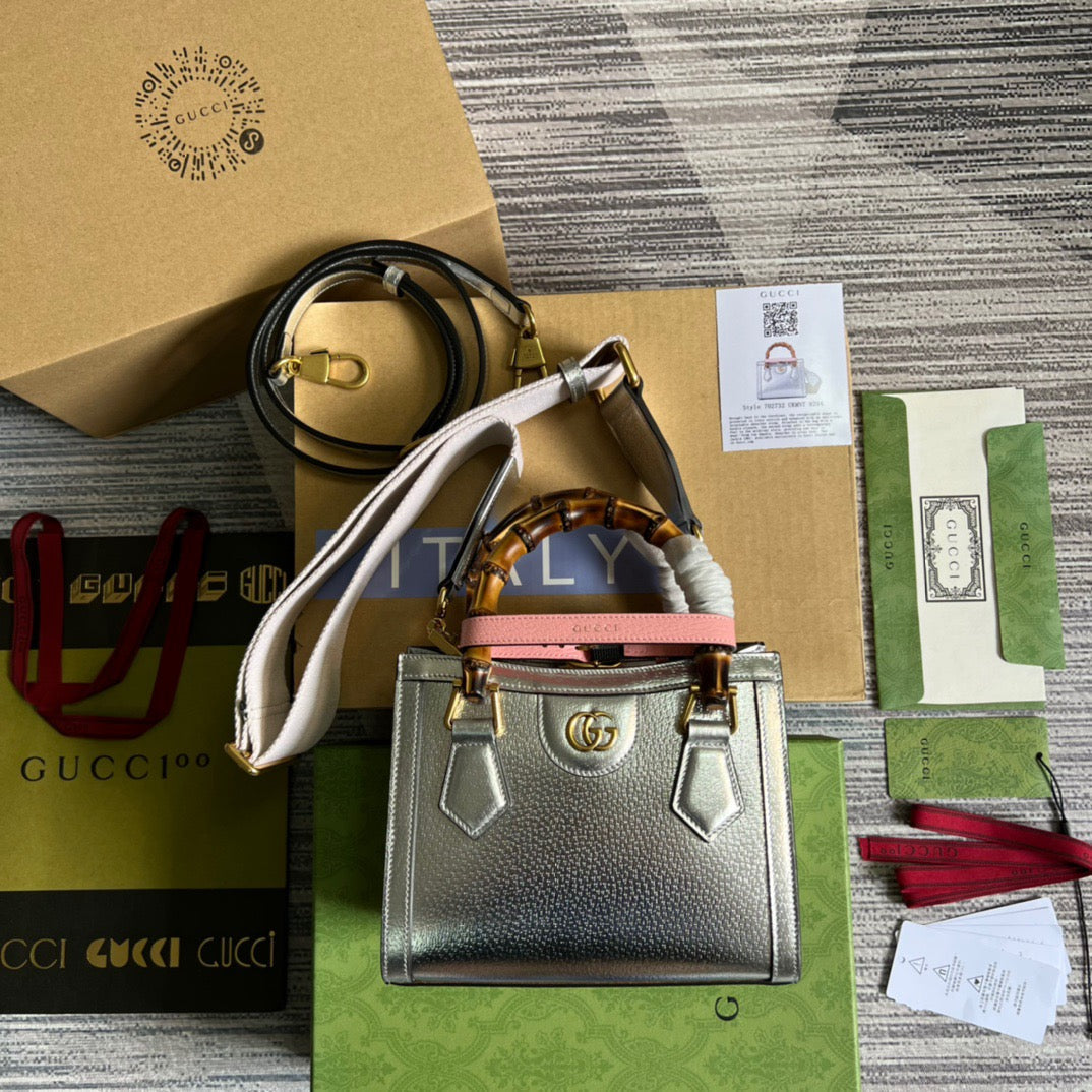 gg Diana , ’s 7. Silver Mini Tote Bag