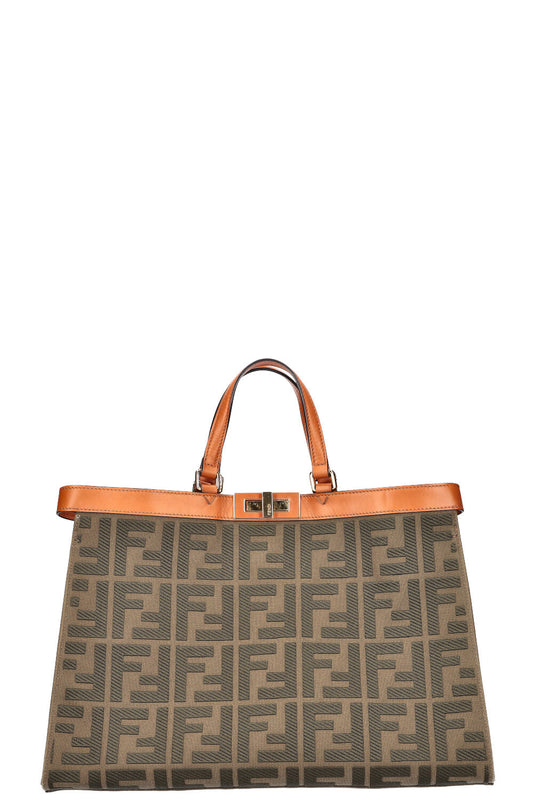 Fendi Tote Bag Peekabo X Tote Canvas Green